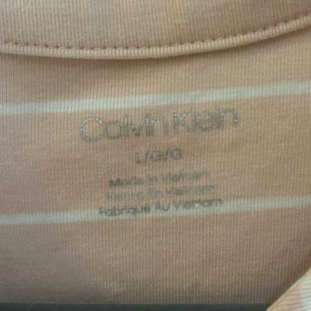 Calvin Klein Sleeveless Pink Stripe Ribbed Top with Silver Button Detail - Picture 4 of 9